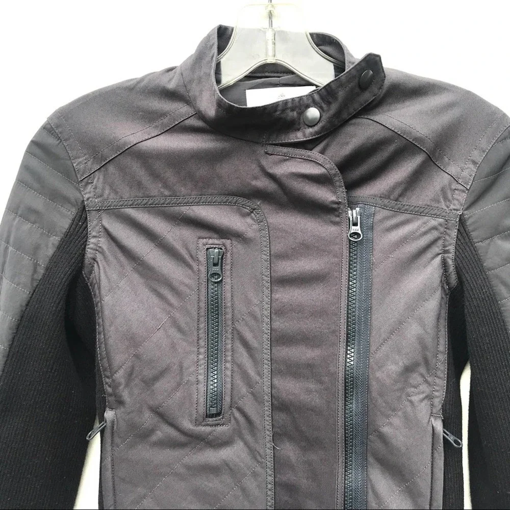 🚩FADED SHOULDERS Adidas Stella McCartney Moto jacket xs crop black biker - Picture 3 of 8
